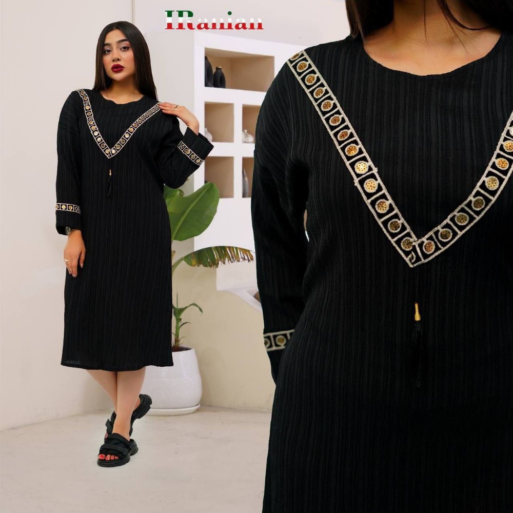 کفتان بلند خرج کار نوار پولک کراش